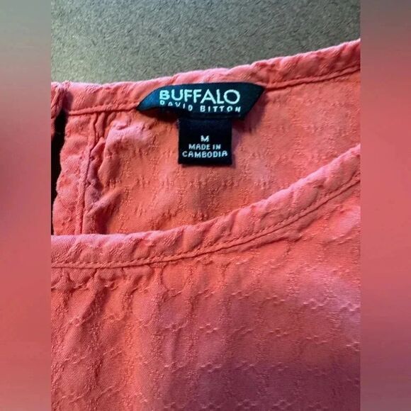 Buffalo David Bitton Front Tie Top | Coral Color | Size Medium - Picture 4 of 10